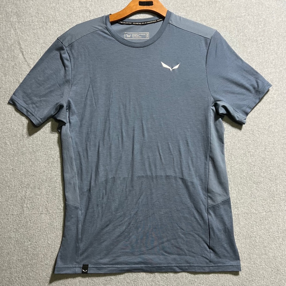 Salewa Mens Puez Dry'ton Hiking Shirt Blue Short Sleeve Performance Tee Size S